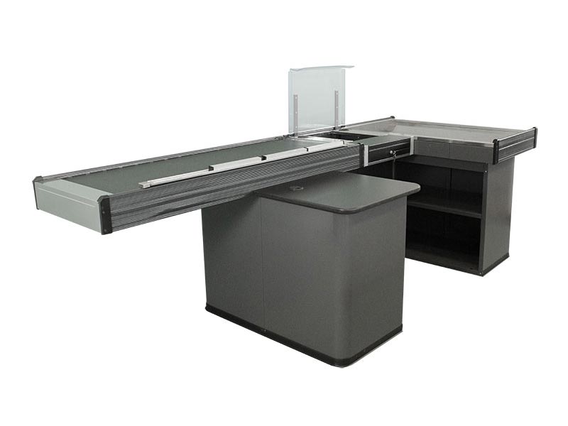 Kassentisch Linksband mit 2,9 Meter - Breite Warenwanne seitlich