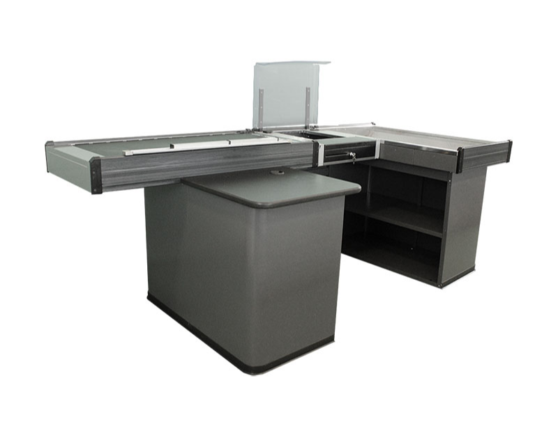 Kassentisch Linksband mit 2,5 Meter - Breite Warenwanne