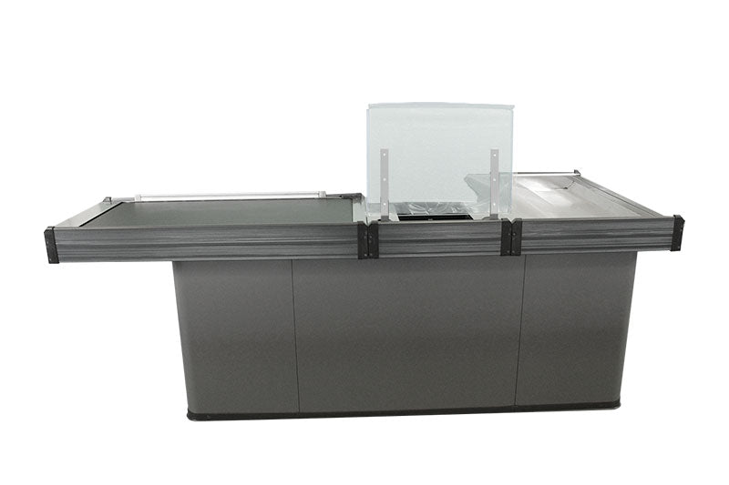 Kassentisch Rechtsband mit 2,5 Meter - Breite Warenwanne Front