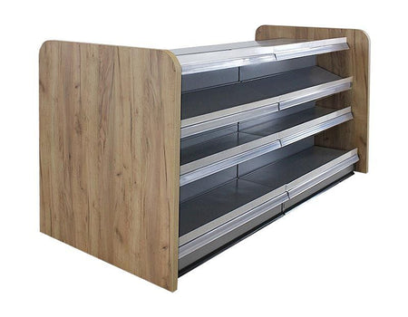 Kiosktheke Anthrazit mit 4 Böden und Holzseitenwand Eichebraun 2 Meter 