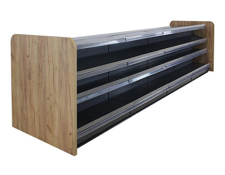 Kiosktheke Anthrazit mit 4 Böden und Holzseitenwand Eichebraun 4 Meter 