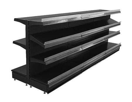 Kiosktheke in schwarz mit 4 Böden 3 Meter