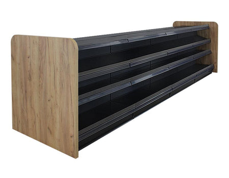 Kiosktheke in schwarz mit 4 Böden und Holzseitenwand Eichebraun 4 Meter 