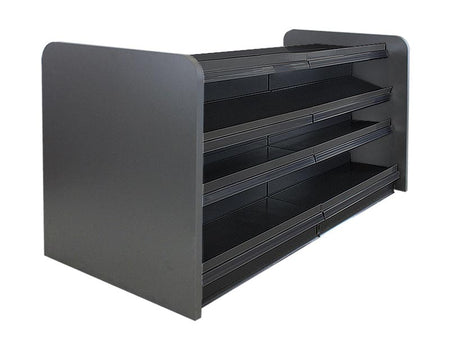 Kiosktheke in schwarz mit 4 Böden und Holzseitenwand in Anthrazit 2 Meter 