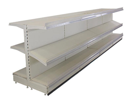 Ladentheke in weiss mit 3 Böden 4 Meter 