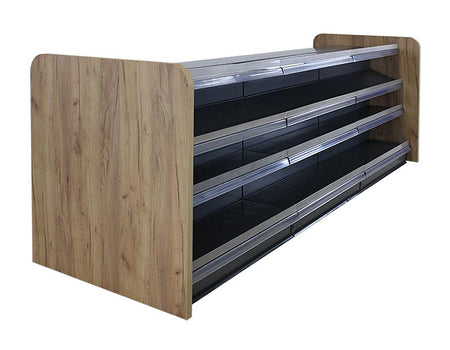 Kiosktheke  in Anthrazit mit 4 Böden und Holzseitenwand Eichebraun 3 Meter 